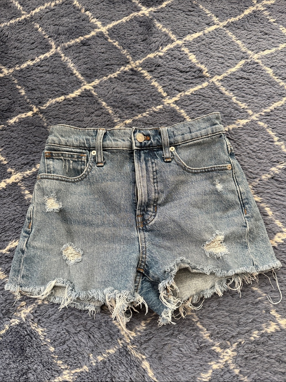 Madewell The Perfect Jean Short Distressed High-Rise Jean Shorts - size 25